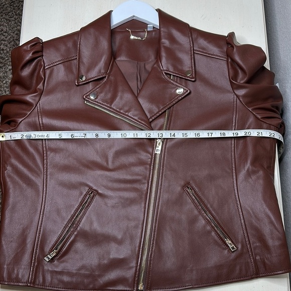 Chico's Faux Leather Cropped Moto Jacket in Chocolate Brown Size 14 (2.5) - Picture 14 of 15